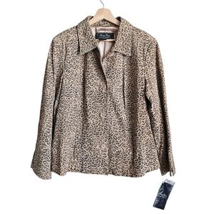 Vintage Y2k NEW Terry Lewis Genuine Leather Leopard Print Women's Jacket